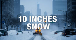 Chicago winter storm warning with heavy snow